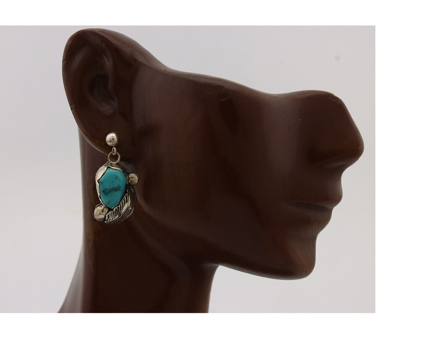 Zuni Dangle Handmade Earrings 925 Silver Blue Turquoise Native Artist C.80's