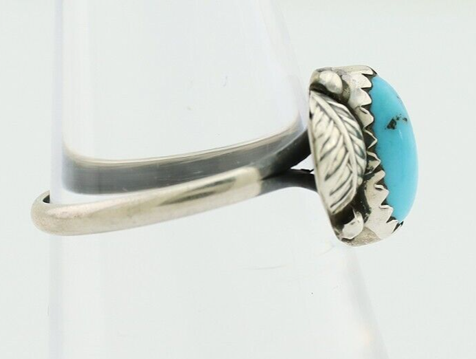 Navajo Ring 925 Silver Sleeping Beauty Turquoise Native American Artist C.80's