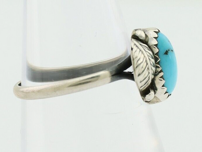 Navajo Ring 925 Silver Sleeping Beauty Turquoise Native American Artist C.80's