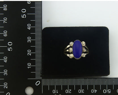 Navajo Ring 925 Sterling Natural Lapis Handmade Native Artist C.80's