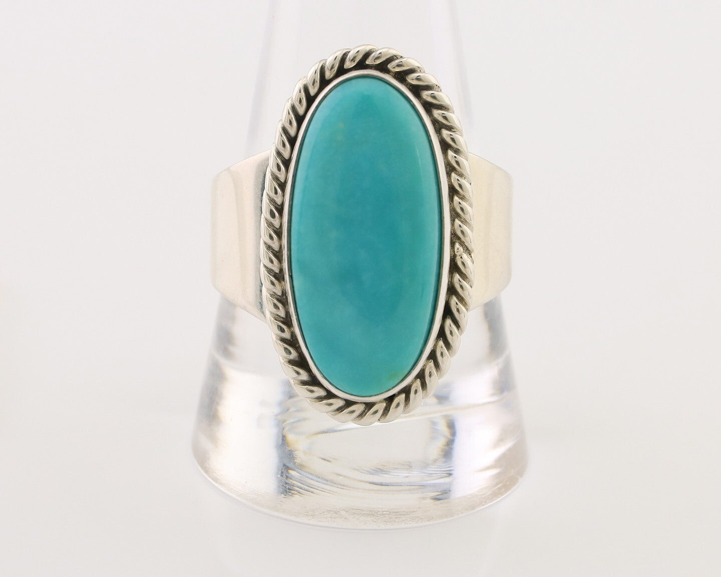 Navajo Ring 925 Silver Natural Blue Turquoise Artist Signed M C.80's
