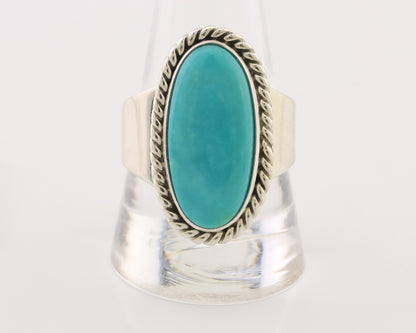 Navajo Ring 925 Silver Natural Blue Turquoise Artist Signed M C.80's