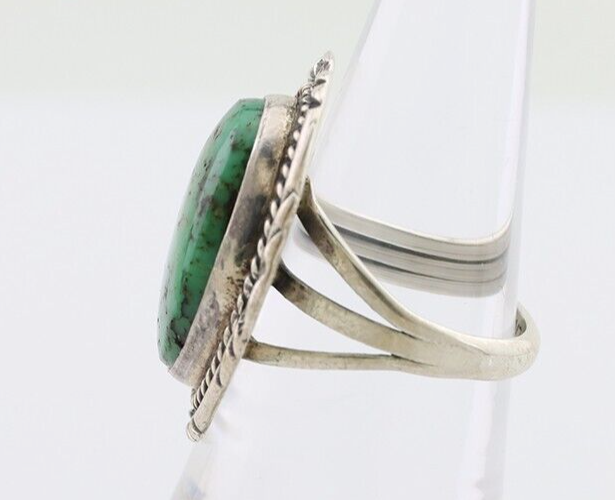 Navajo Ring 925 Silver Green Turquoise Signed William Denetdale 6.75 C.80's