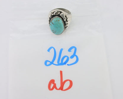 Mens Navajo Ring .925 Silver Natural Blue Turquoise Artist Signed CJ C.80's