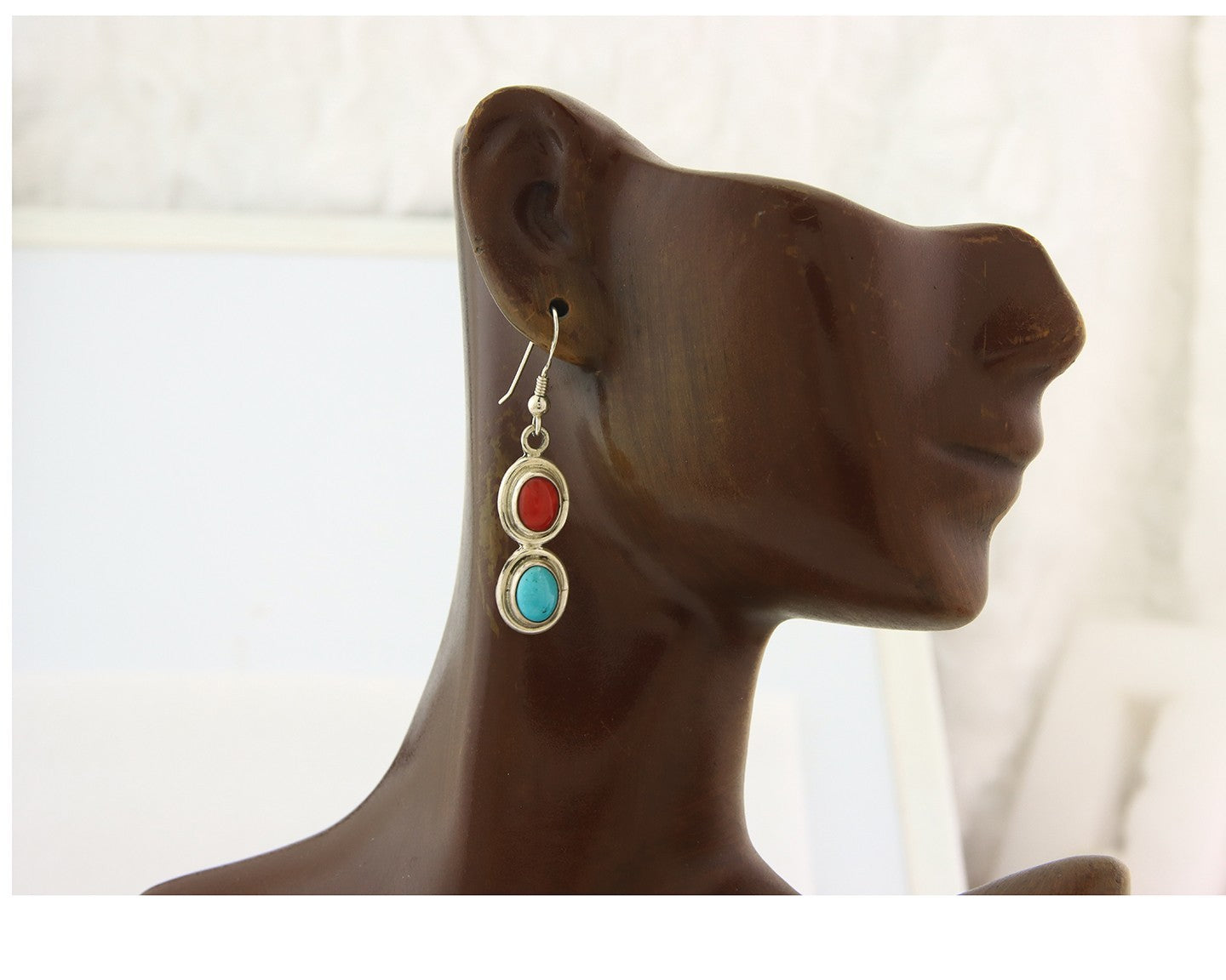 Navajo Earrings Sterling Silver Gemstone Vintage Handmade Dangle