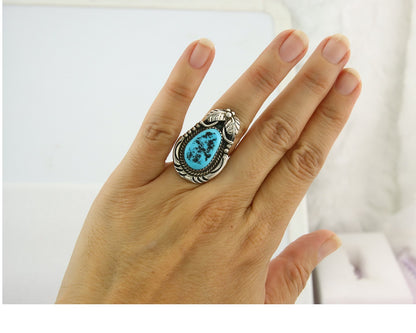Vintage Navajo Ring 925 Sterling Natural Gemstone Native Artist Size 5.25