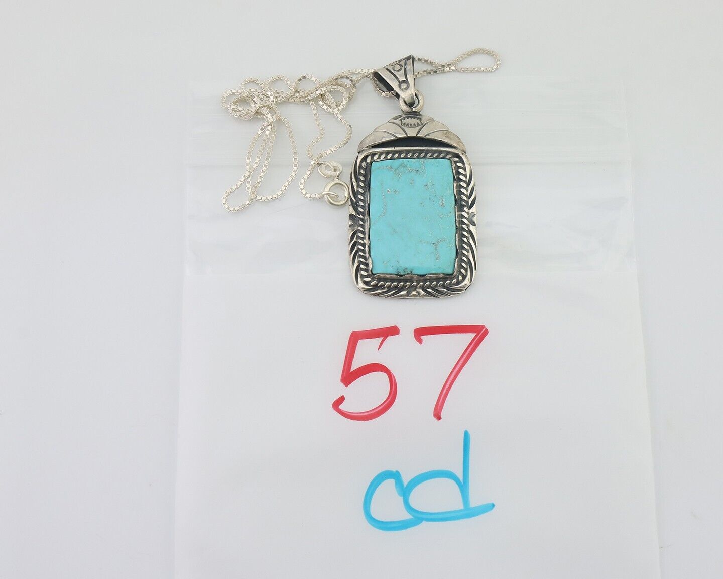 Navajo Necklace 925 Silver Turquoise Native Artist Signed Sunset C.80's