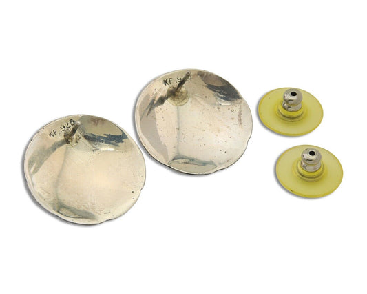 Navajo Earrings 925 Silver Natural Turquoise Native Artist C.80's