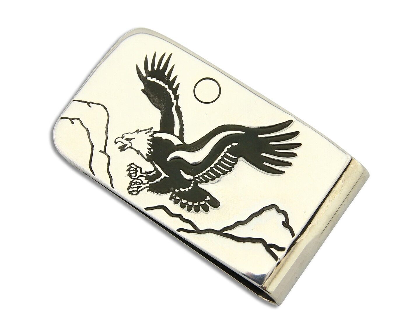 Navajo Eagle Money Clip .925 Silver & .999 Nickle Native American Artist C.80's