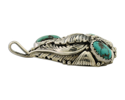 Navajo Pendant 925 Silver Natural Bisbee Turquoise Signed Tom Willeto C.80's