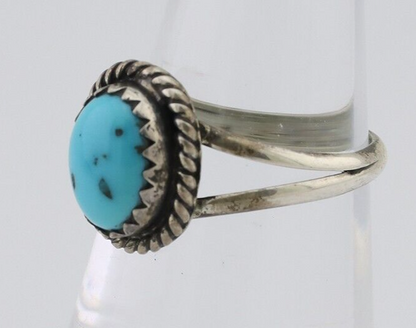 Navajo Ring 925 Silver Kingman Turquoise Native American Artist C.80's