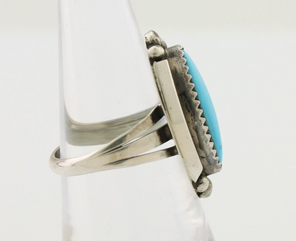 Navajo Ring 925 Silver Kingman Turquoise Artist Signed SC Size 7.0 C.80's