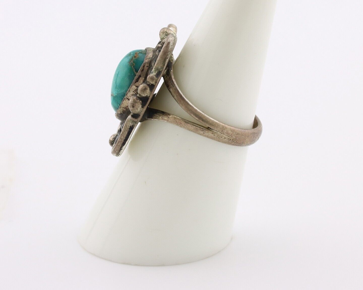 Navajo Ring 925 Silver Blue Turquoise Native American Artist C.80's