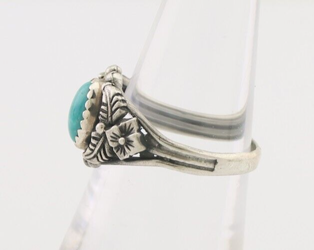 Navajo Ring 925 Silver Natural Turquoise Native American Artist C.80's