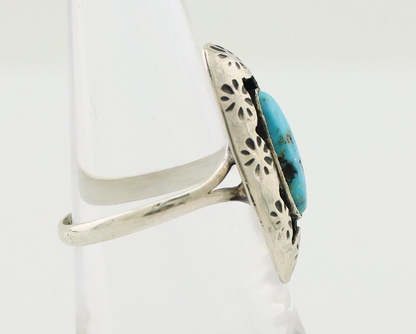 Navajo Ring 925 Silver Natural Blue Turquoise Native American Artist C.80's