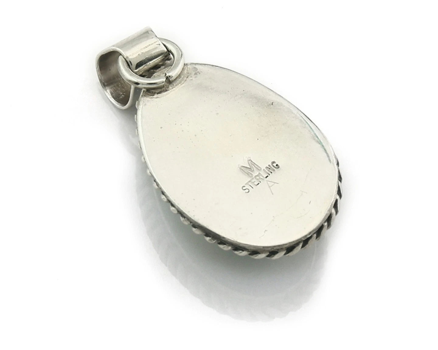 Navajo 925 Sterling Silver Pendant Signed M Sterling Hand Stamped Natural Lapis