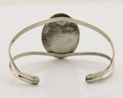 Navajo Hand Stamped Cuff Bracelet Turquoise 925 Silver Native American Artist