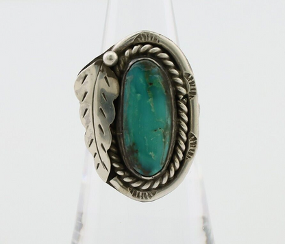 Navajo Handmade Ring 925 Silver Natural Turquoise Signed Jason Livingston C.80's