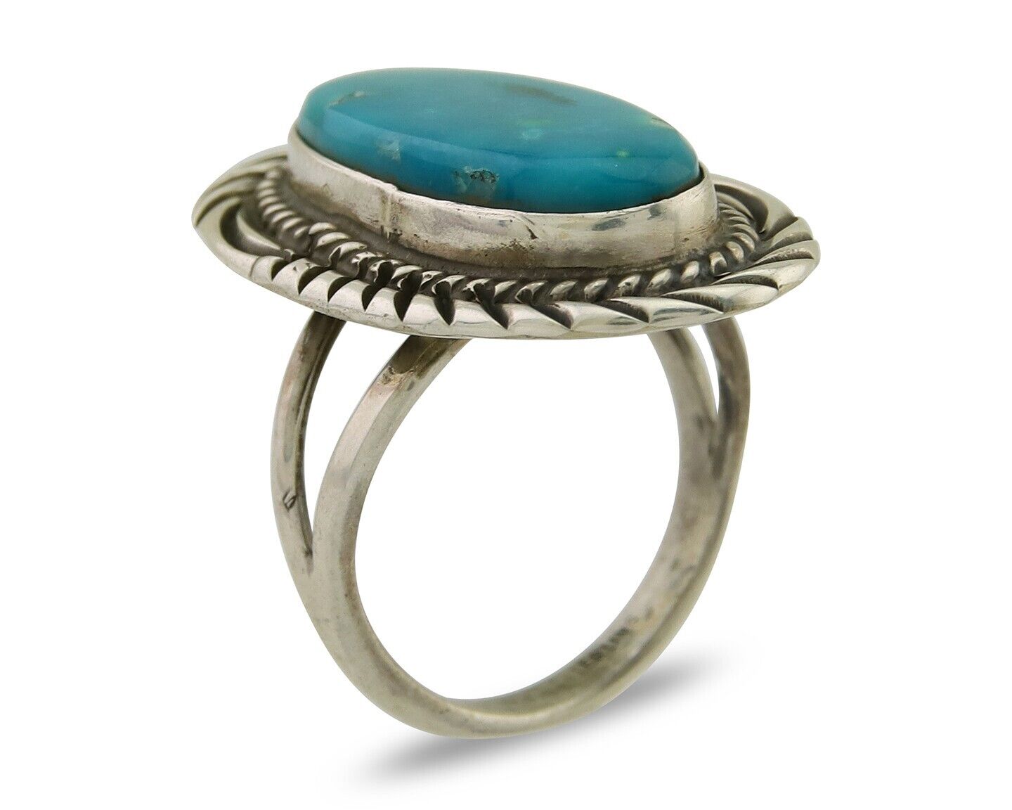 Navajo Ring 925 Sterling Silver Turquoise Native American Artist C.80's
