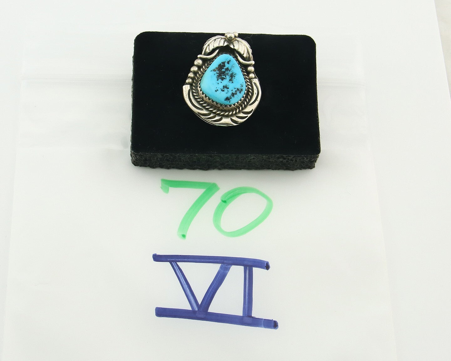 Vintage Navajo Ring Sterling Silver Authentic Turquoise Handmade Size 5.5