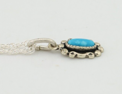 Navajo Pendant 925 Silver Natural Blue Turquoise Artist Native American C.80's