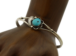 Navajo Handmade Bracelet 925 Silver Natural Blue Turquoise Native American C80s
