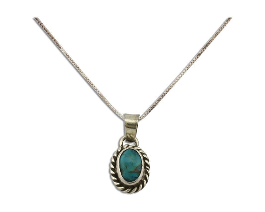 Navajo Necklace 925 Silver Natural Kingman Turquoise Native Artist C.2008