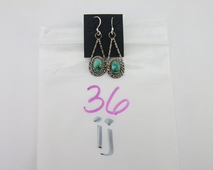 Navajo Dangle Earrings 925 Silver Natural Blue Turquoise Native Artist C.80's