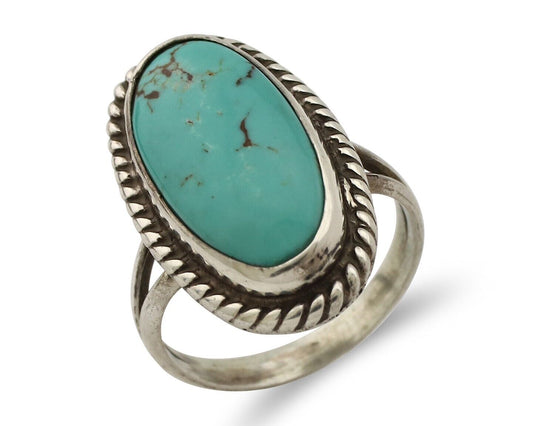 Navajo Ring 925 Silver Kingman Turquoise Artist Signed M Montoya C.80's