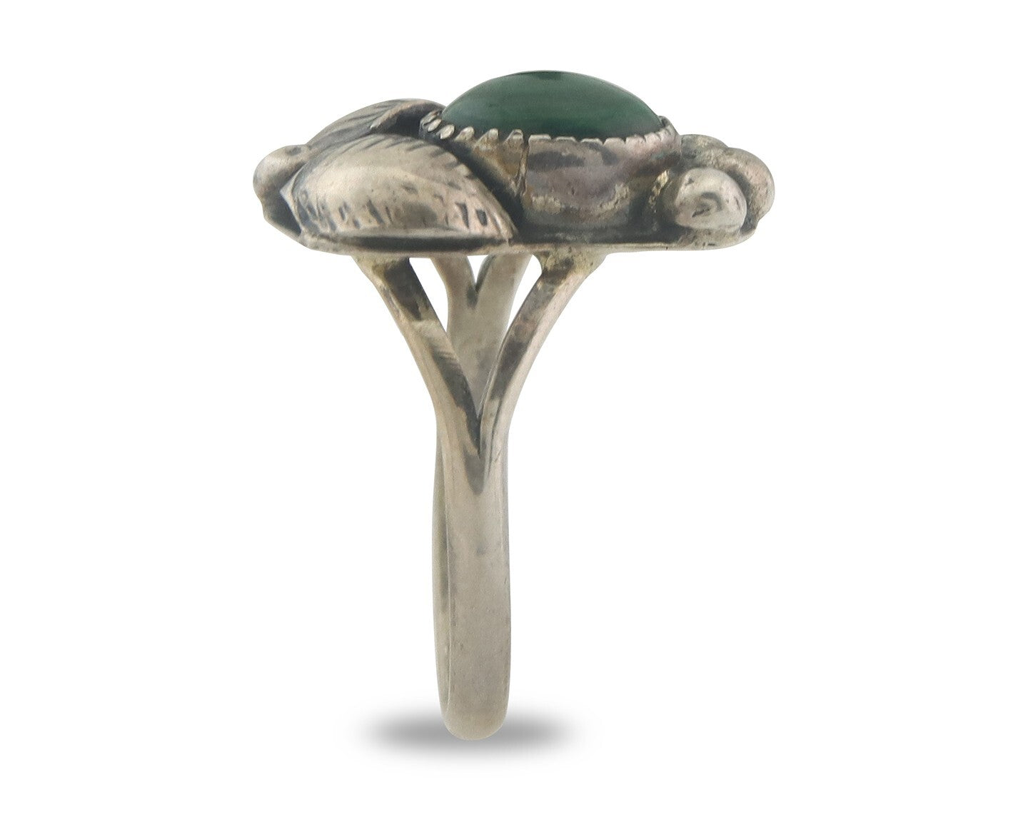 Vintage Navajo Ring 925 Sterling Authentic Traditional Malachite Size 6.0