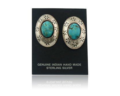 Navajo Earrings Sterling Silver Turquoise Vintage Dangle Handmade