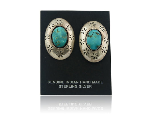 Navajo Earrings Sterling Silver Turquoise Vintage Dangle Handmade