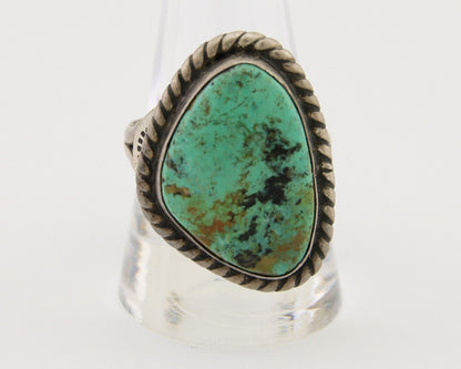 Men Navajo Ring 925 Silver Natural Slab Turquoise Signed Sunset C.80's