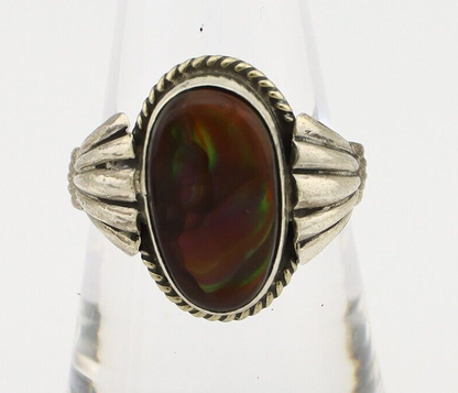 Navajo Handmade Ring 925 Silver Natural High Grade Fire Opal Native Artist C.80s