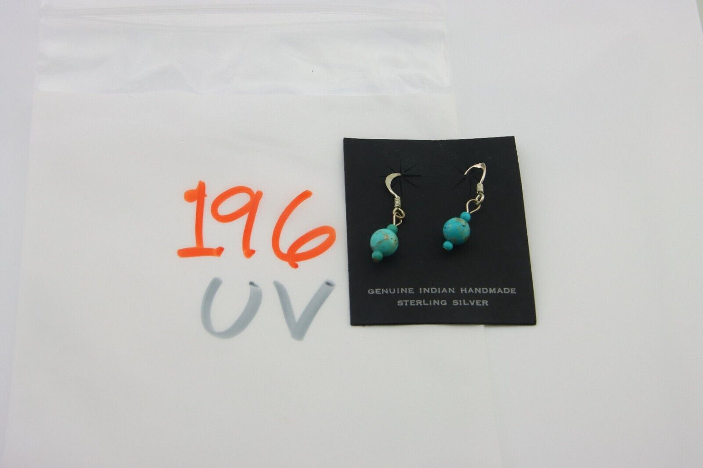 Navajo Dangle Earrings 925 Silver Natural Turquoise Native Artist C.80's