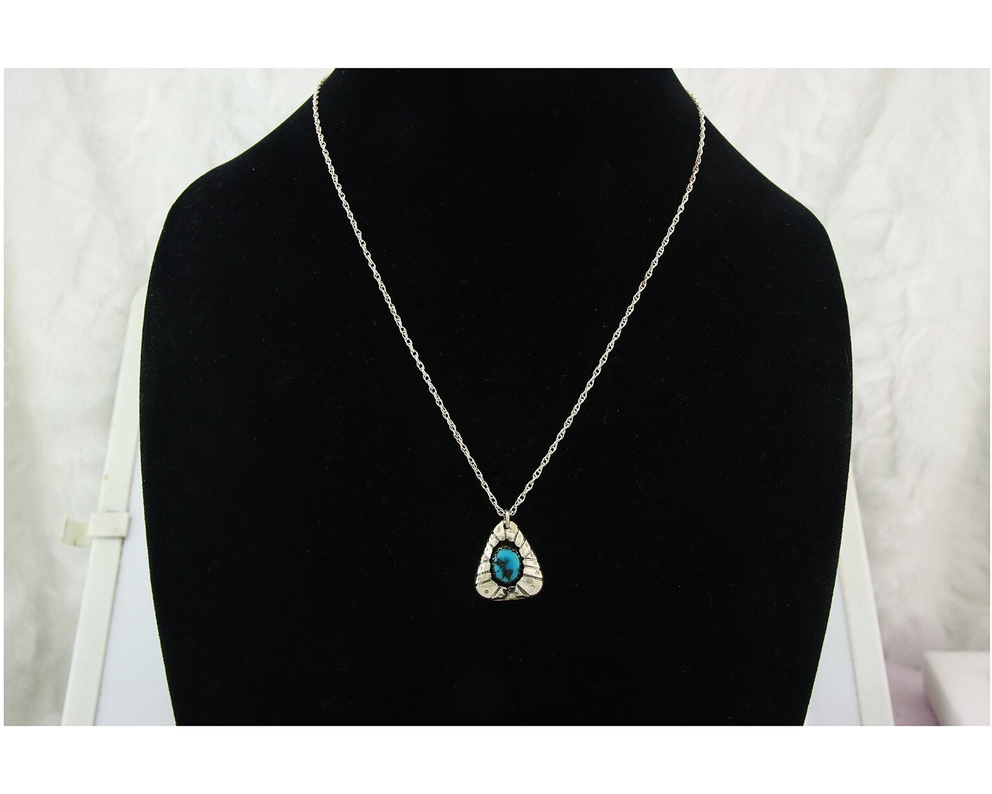 Navajo Sterling Silver Necklace Authentic Turquoise Vintage Handmade