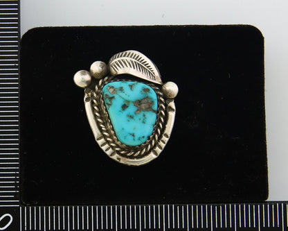 Navajo Ring 925 Sterling Natural Blue Turquoise Native Artist C.80's Size 5.75