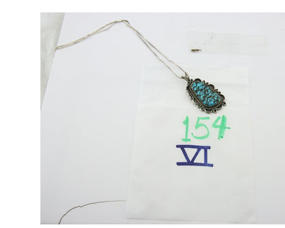 Navajo Sterling Silver Necklace Authentic Spiderweb Turquoise Vintage Handmade