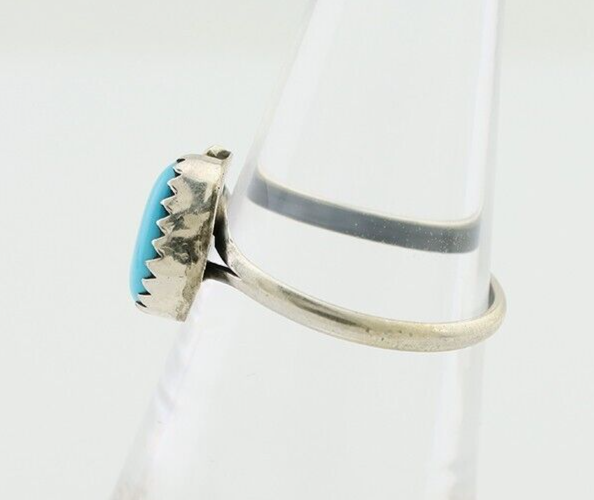 Navajo Ring 925 Silver Sleeping Beauty Turquoise Native American Artist C.80's