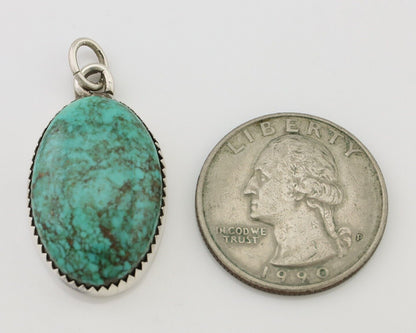 Navajo Pendant 925 Silver Natural Turquoise Native American Artist C.90's