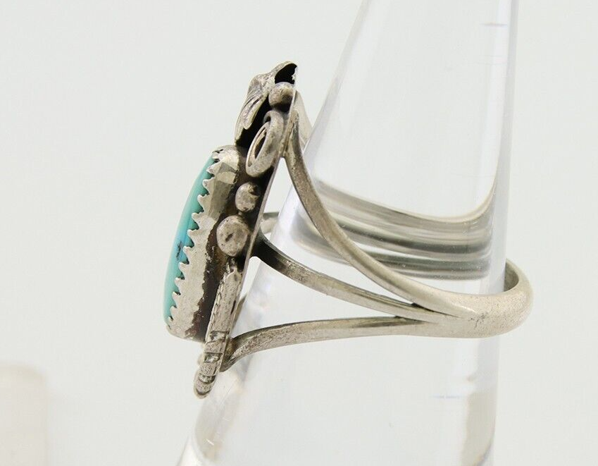 Navajo Ring 925 Silver Natural Blue Turquoise Native American Artist C.80's
