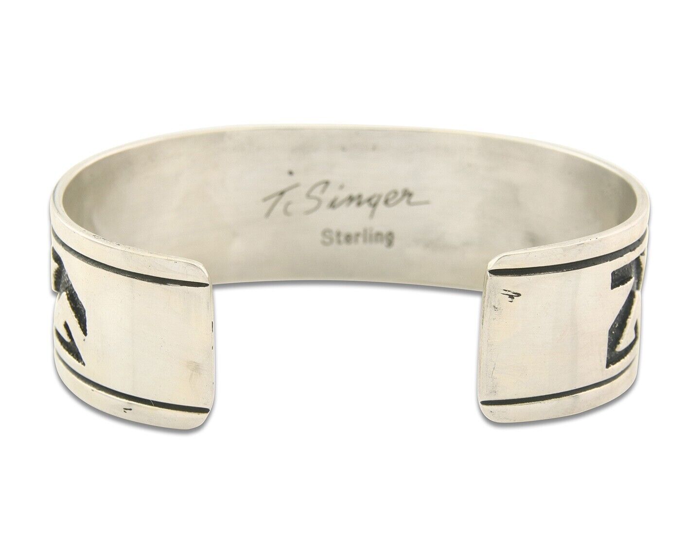 Navajo Bracelet 925 Silver Artist Signed Thomas Singer Cuff C.80's