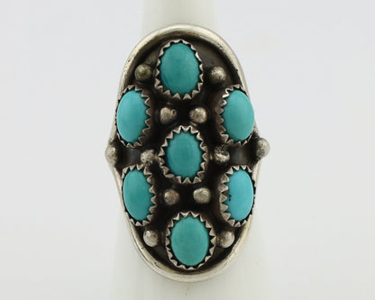 Zuni Ring 925 Silver Sleeping Beauty Turquoise Signed VM C.80's