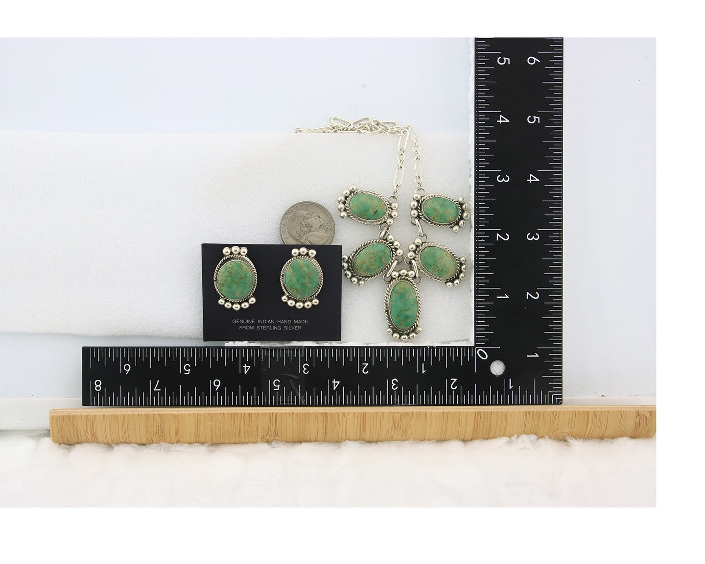 Navajo Necklace Earrings Set Sterling Silver Turquoise Signed Joe Delgarito