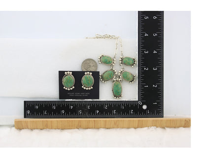 Navajo Necklace Earrings Set Sterling Silver Turquoise Signed Joe Delgarito