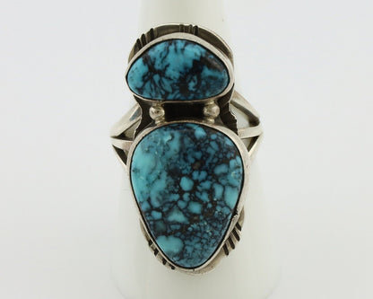 Navajo Ring 925 Silver Spiderweb Turquoise Artist Signed Tom Willeto C.80's