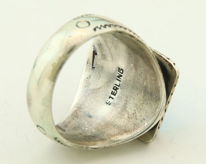 Men Navajo Ring Sterling Silver Natural Turquoise Vintage Size 11.5 Handmade