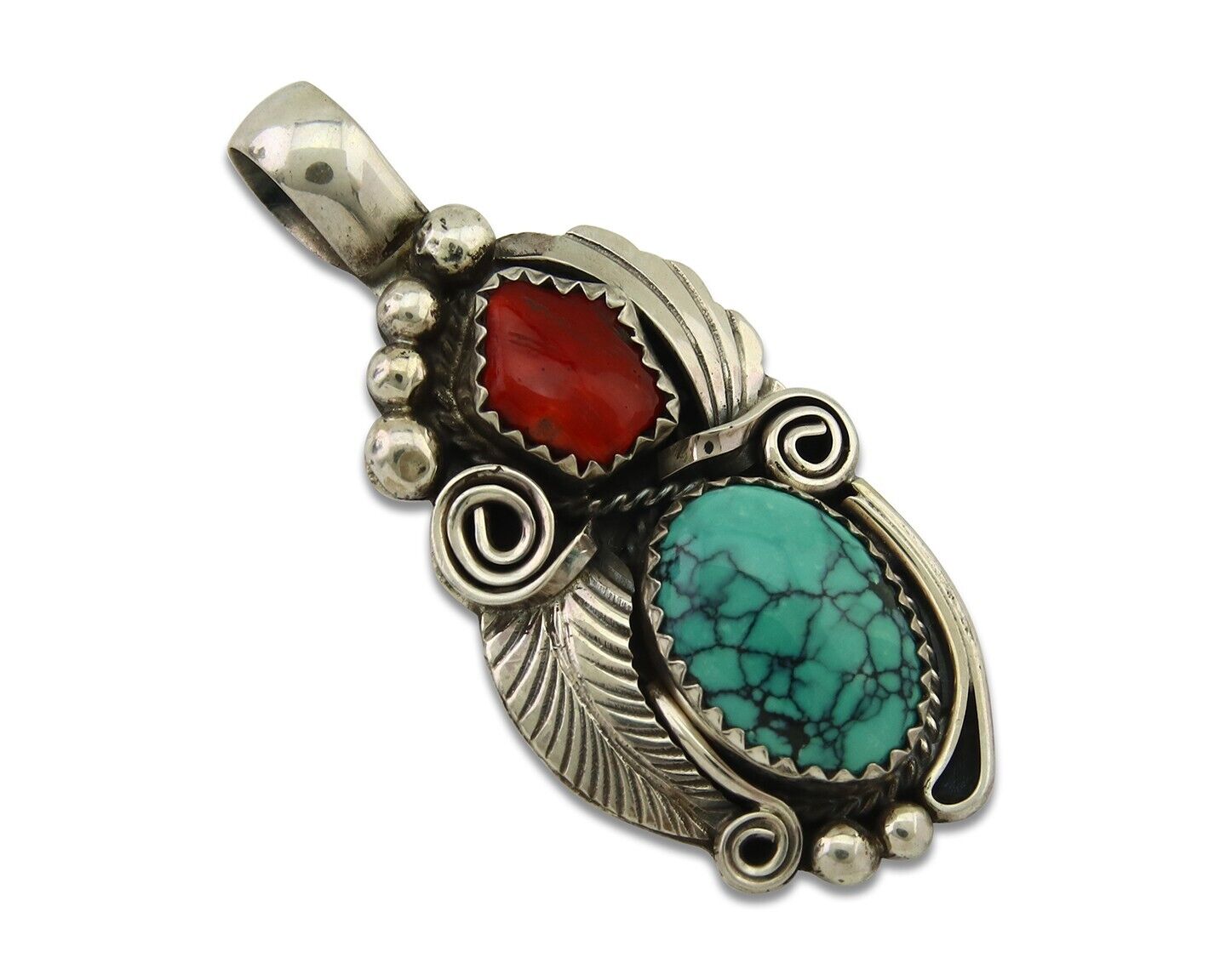 Navajo Necklace 925 Silver Spiderweb Turquoise Artist Signed Justin Morris C80s