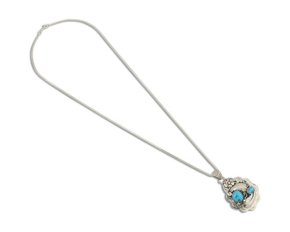 Navajo Necklace 925 Silver Turquoise Native Artist Signed Wilbert Benally C.80s