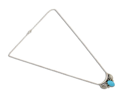 Navajo Turquoise Necklace 925 Silver Signed Eugene Belone C.80's